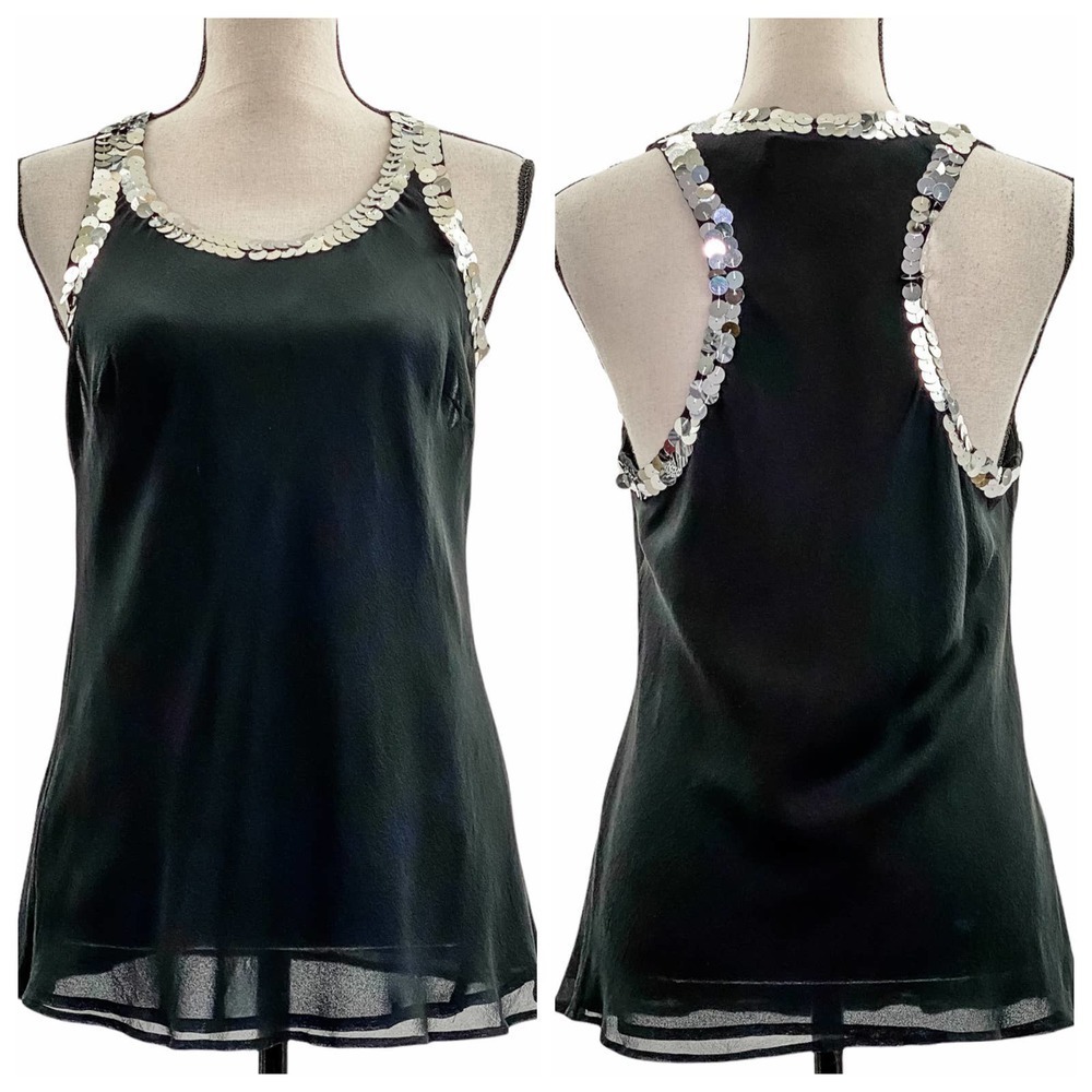THE Limited Sheer Embellished Racerback Tank Top